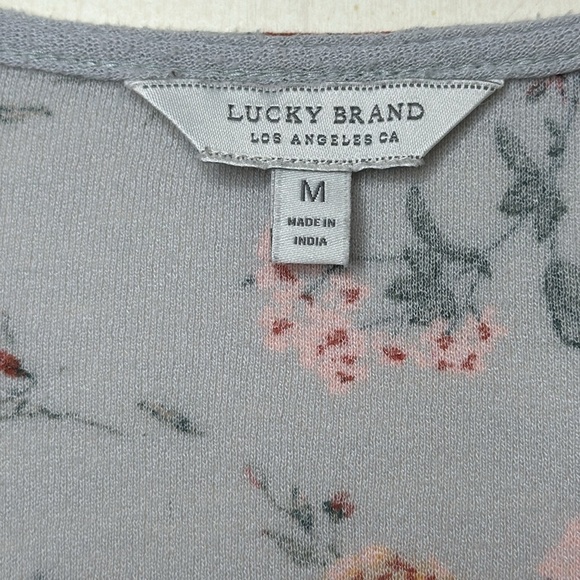 Lucky Brand Surplice Neckline Floral Long Sleeve Boho Top Size Medium - Picture 6 of 9